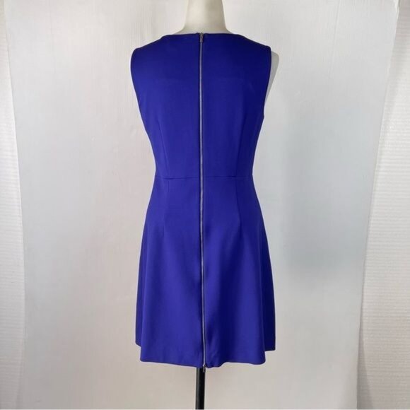 Diane Von Furstenberg Carpeena Blue Full Back Zipper Mini Dress with Pockets 4 - Picture 4 of 10